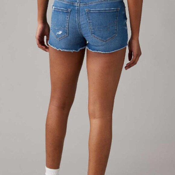 American Eagle AE Next Level High-Waisted Denim Midi Short - Size 14 - Picture 4 of 10
